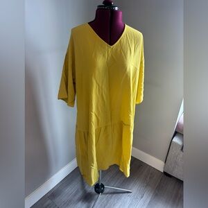 Eileen Fisher Yellow V-Neck Dress